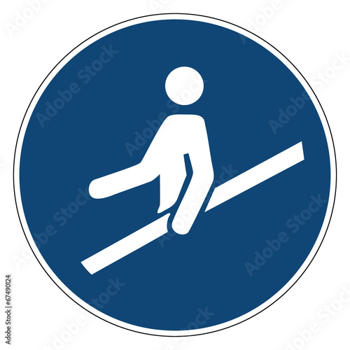 Mandatory action sign,Use handrail
