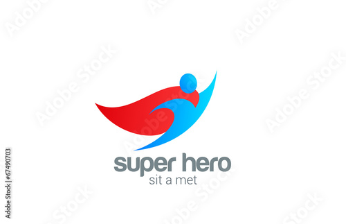Super Hero abstract Flying Character vector logo design