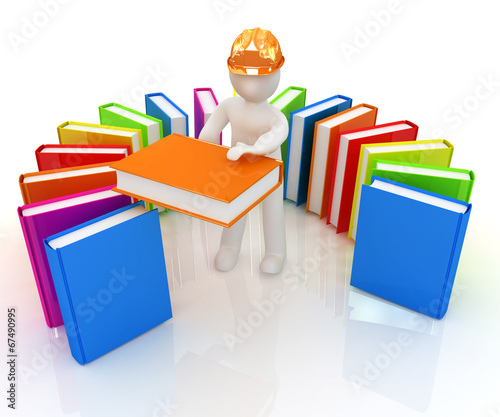 3d white man in a hard hat with best technical literature