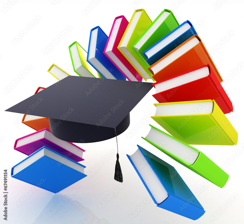 Colorful books like the rainbow and 