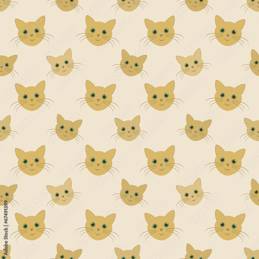 Faces of yellow cats - seamless kid vector pattern Faces of yellow cats - seamless kid vector pattern