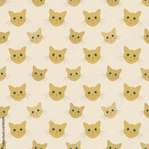 Faces of yellow cats - seamless kid vector pattern