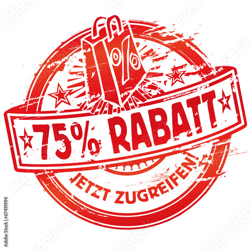 Stempel Einkaufstüte und 75% Rabatt