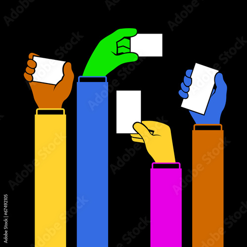 Hands Holding Blank Business Card, Vector