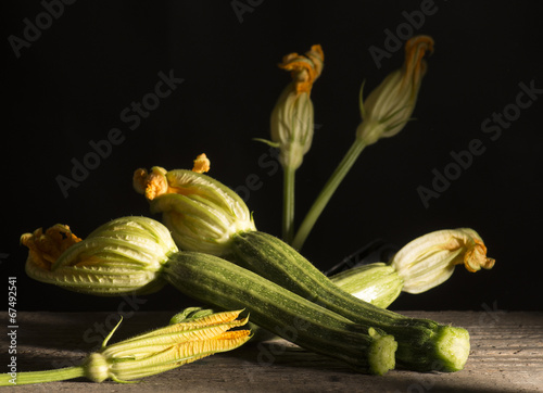 zucchini on the wooden table