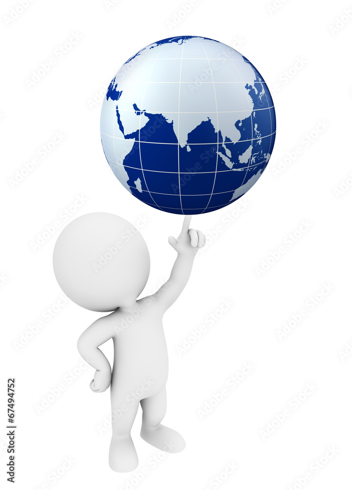 White character with globe White character with globe