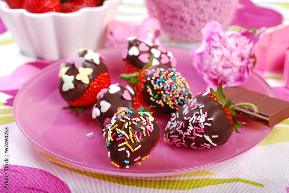 chocolate covered fresh strawberries with colorful sprinkles chocolate covered fresh strawberries with colorful sprinkles