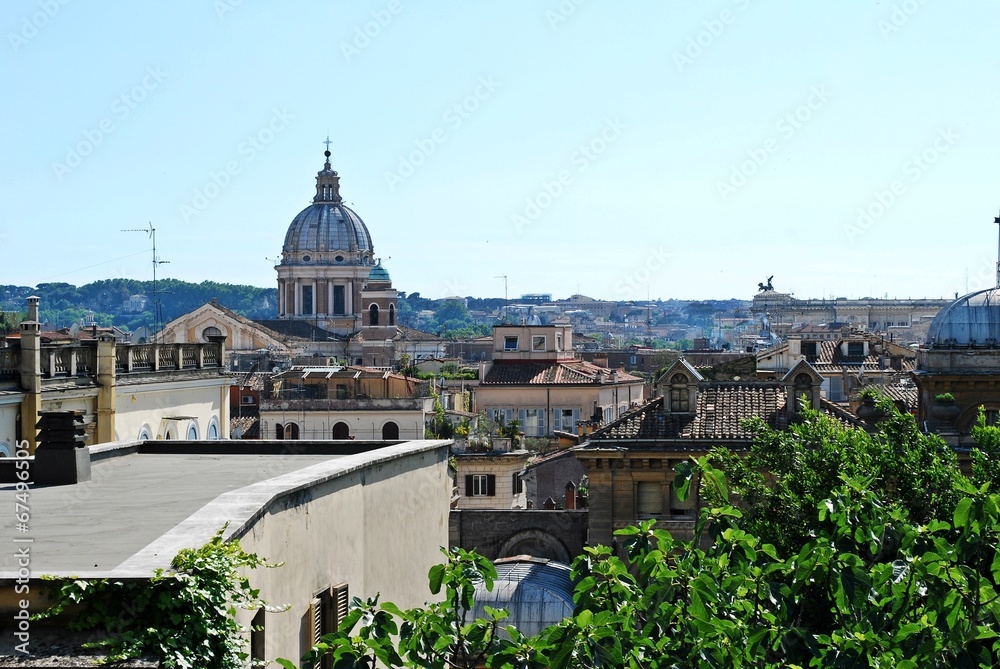 View of Rome city from Spanish steps.