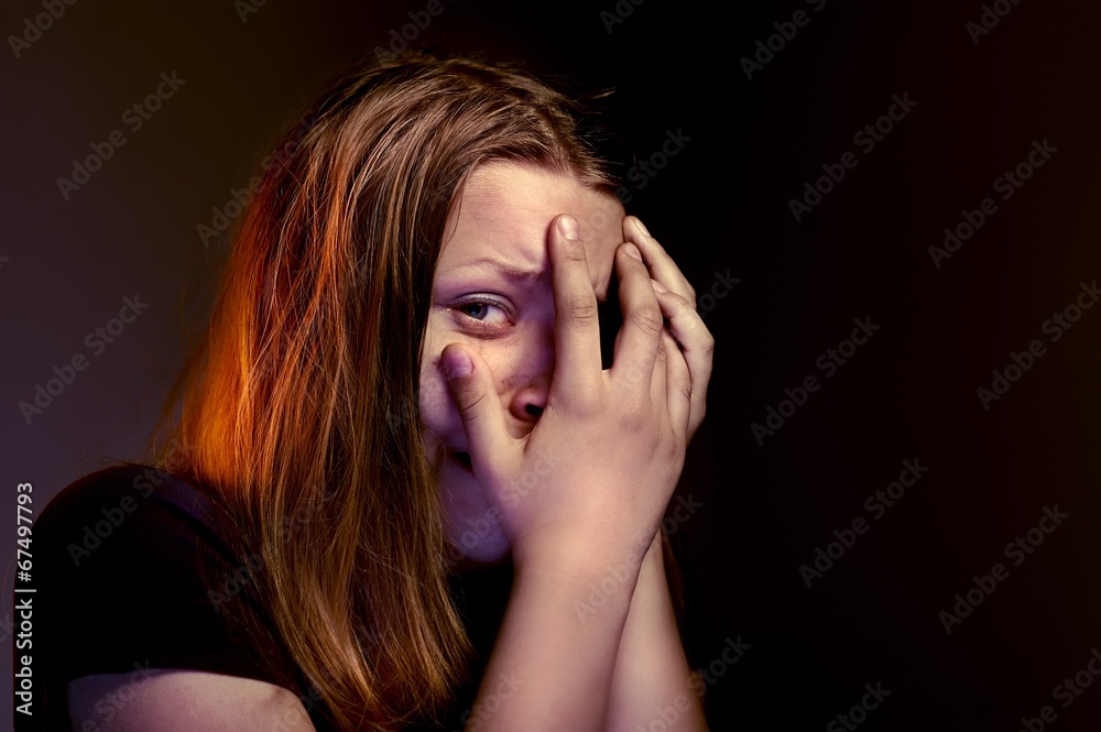Afraided teen girl Afraided teen girl