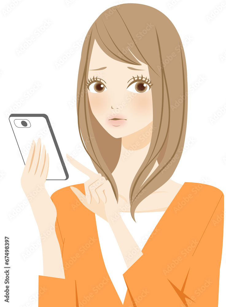 スマートフォンの操作に困る女性