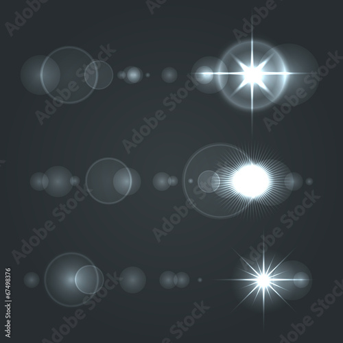 Lens Flare Set sun with Transparent Background. Vector
