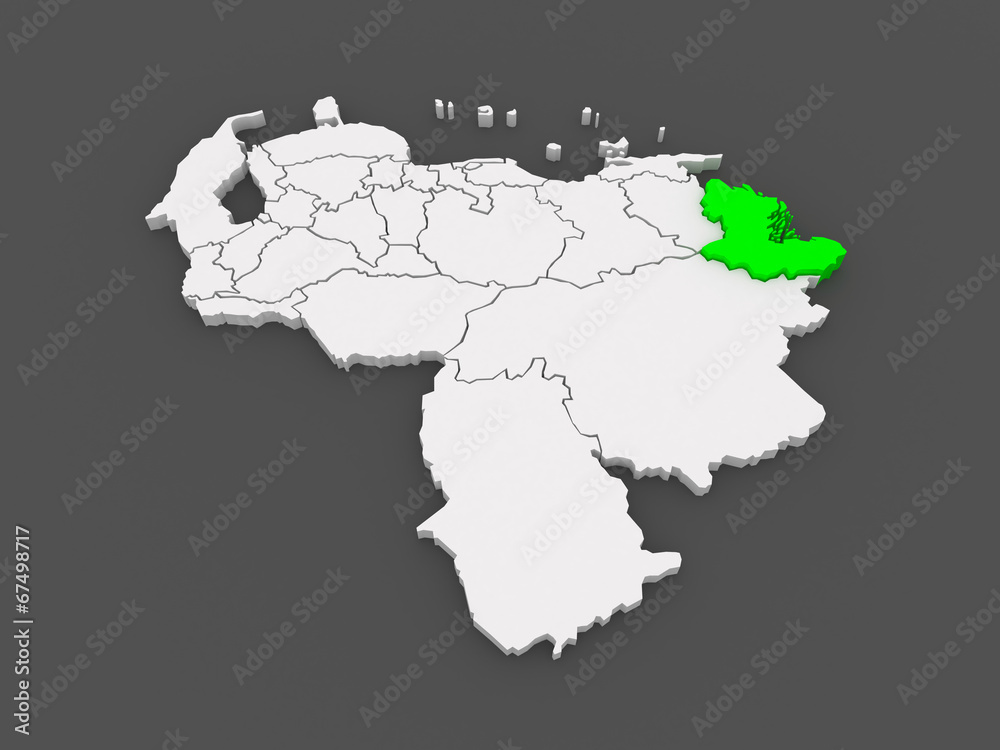 Map of Delta Amacuro. Venezuela.