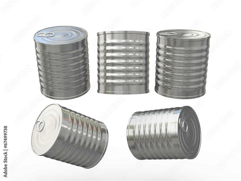 Blank cylindrical tin can with pull ring, clipping path included Blank cylindrical tin can with pull ring, clipping path included