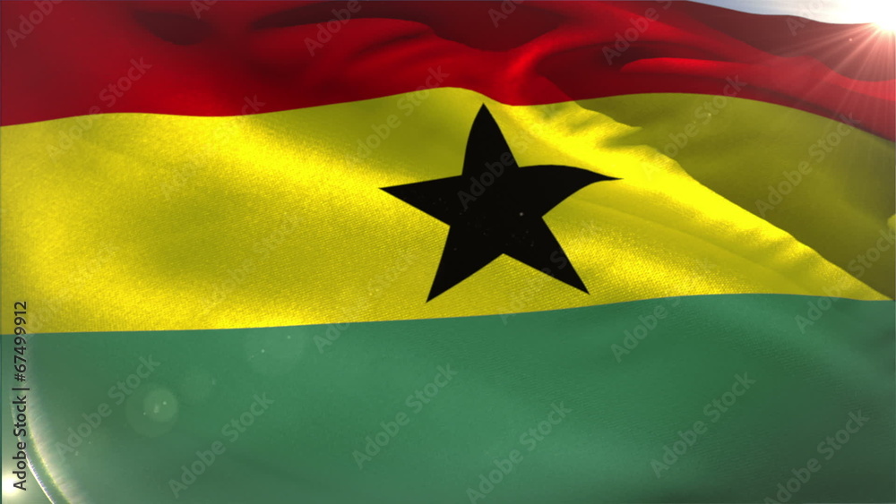 Large ghana national flag waving