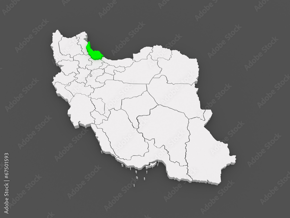 Map of Gilan. Iran.