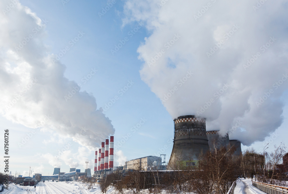 Smoking pipes of thermal power plant