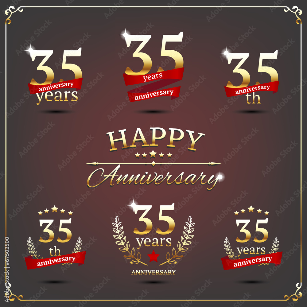Thirty five years anniversary signs collection