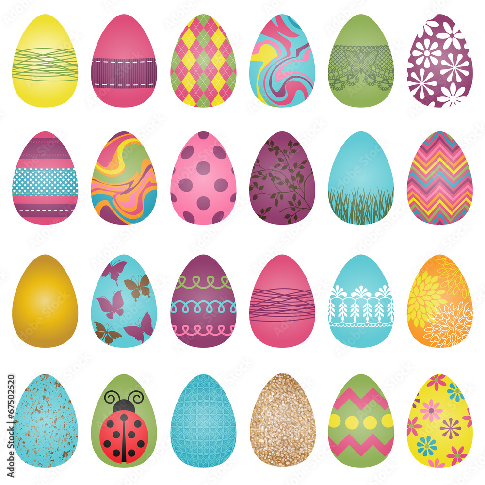Large Vector Set of Easter Eggs Large Vector Set of Easter Eggs