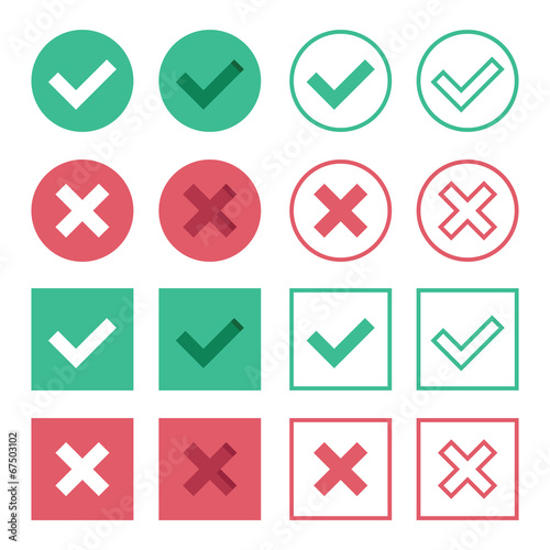Vector Set of Flat Design Check Marks Icons