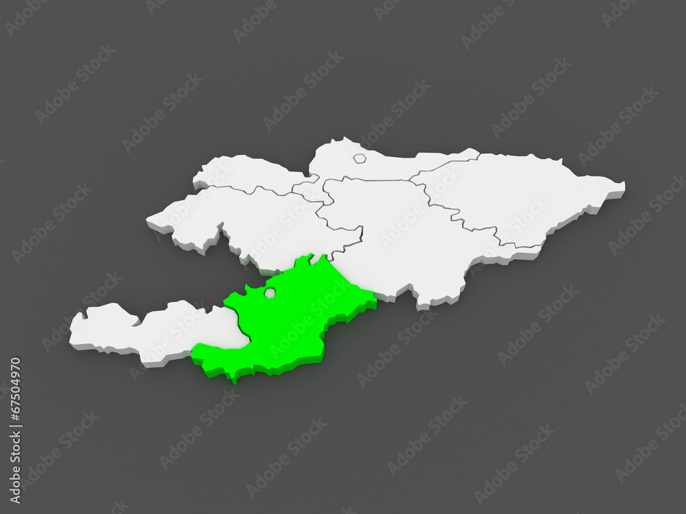 Fototapeta premium Map of Osh oblast. Kyrgyzstan.