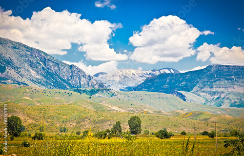 Panoramic view of beautiful nature in Gjirokaster  Albania.