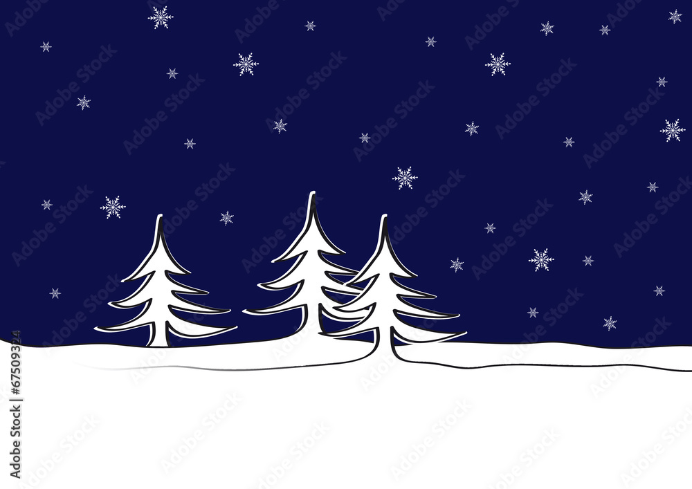 Fototapeta premium White firs with snow