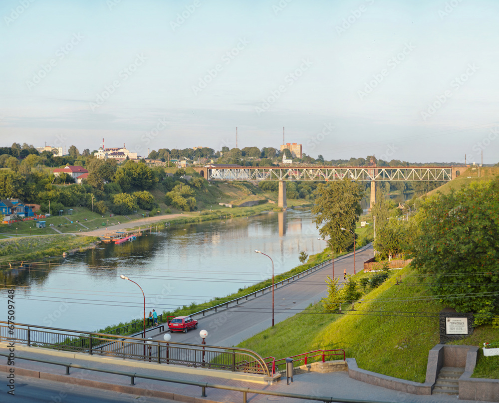 Obraz premium View on Neman river in Grodno Belarus