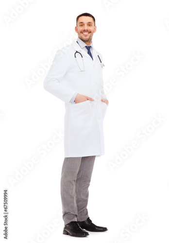 smiling male doctor with stethoscope