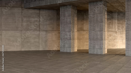 dark blank interior scene concrete wall