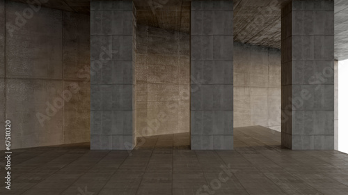 dark blank interior scene concrete wall