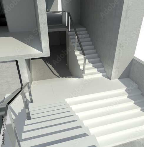 steps in the grey interior