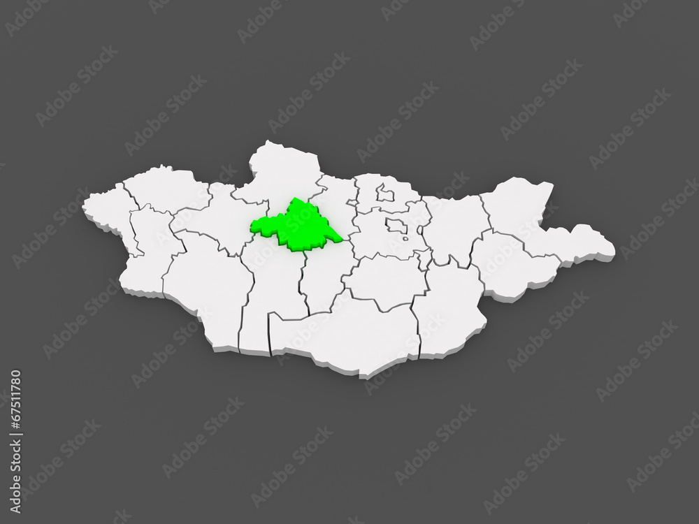 Fototapeta premium Map of Arhangai . Mongolia.