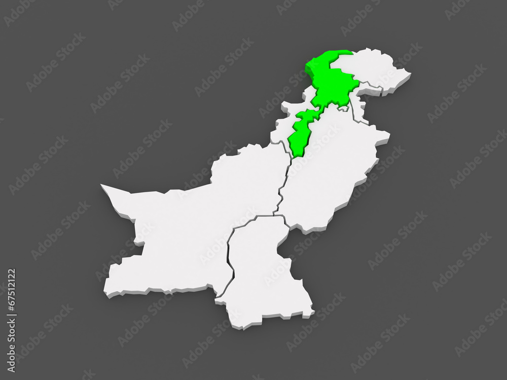 Map of Khyber Pakhtunkhwa. Pakistan.