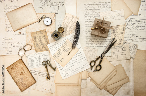 old letters and antique office supplies