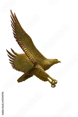 Golden eagle statue with big expanded wings