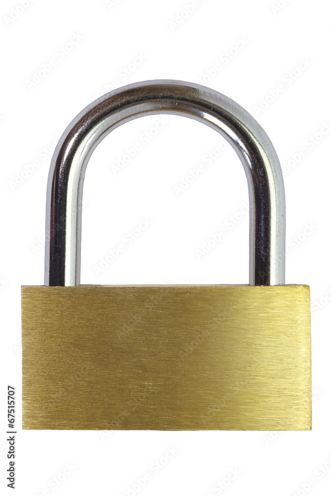 New metal padlock isolated on white background New metal padlock isolated on white background