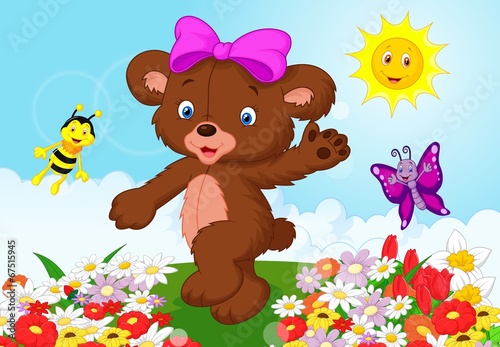 Happy baby bear cartoon