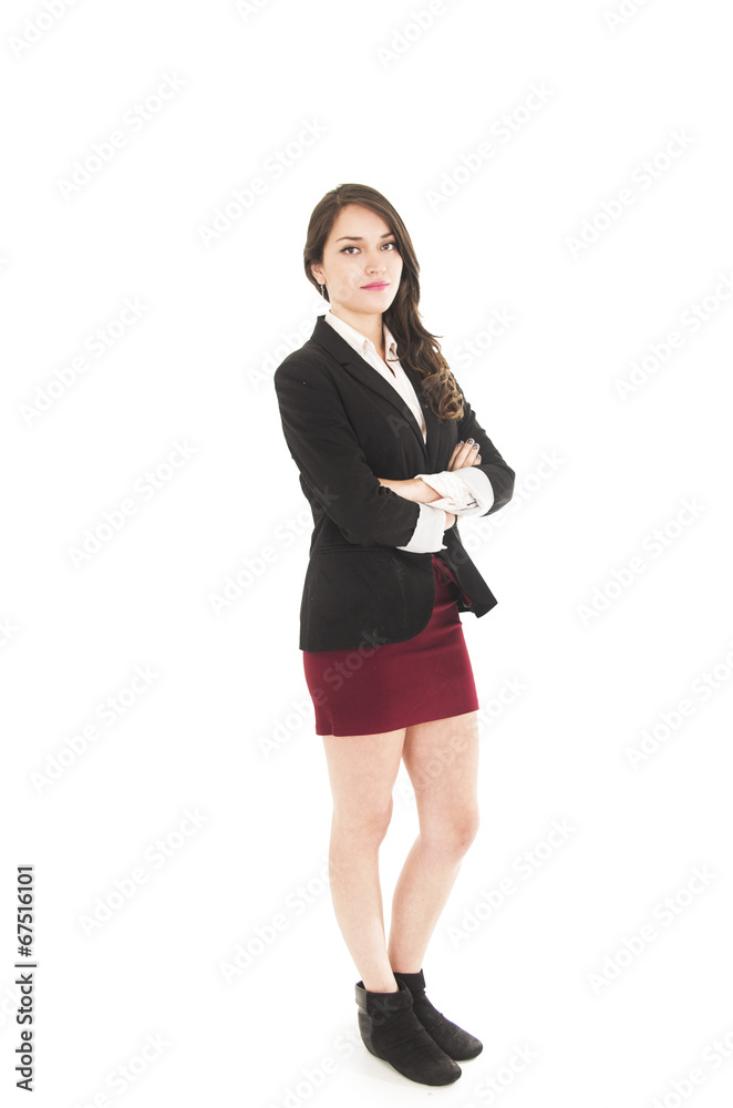 young girl wearing red skirt and black jacket posing young girl wearing red skirt and black jacket posing
