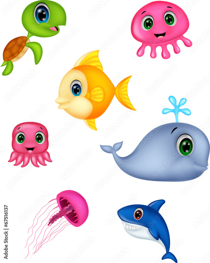 Sea life cartoon set Sea life cartoon set