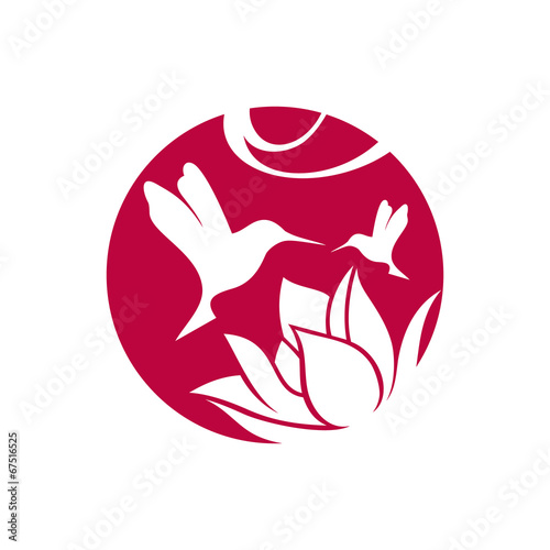 hummingbird and flower sign