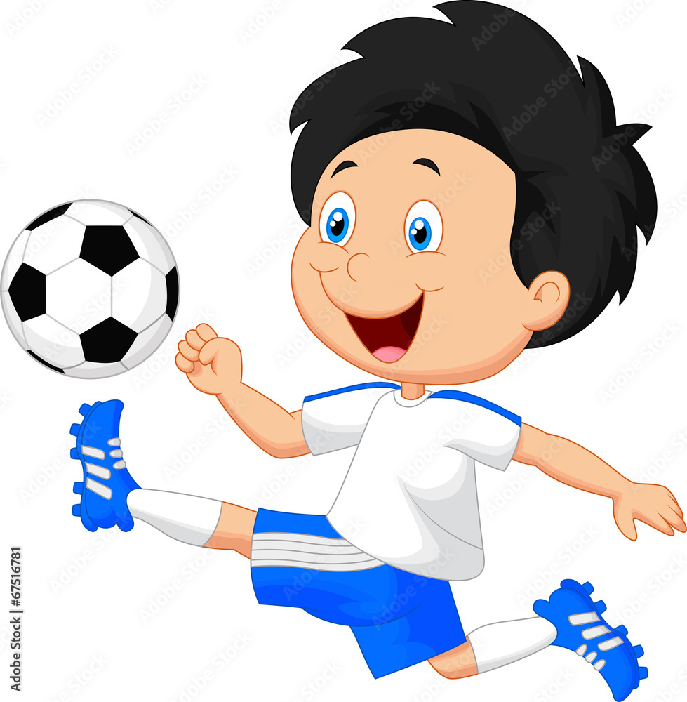 Cartoon boy playing football Stock Vector | Adobe Stock