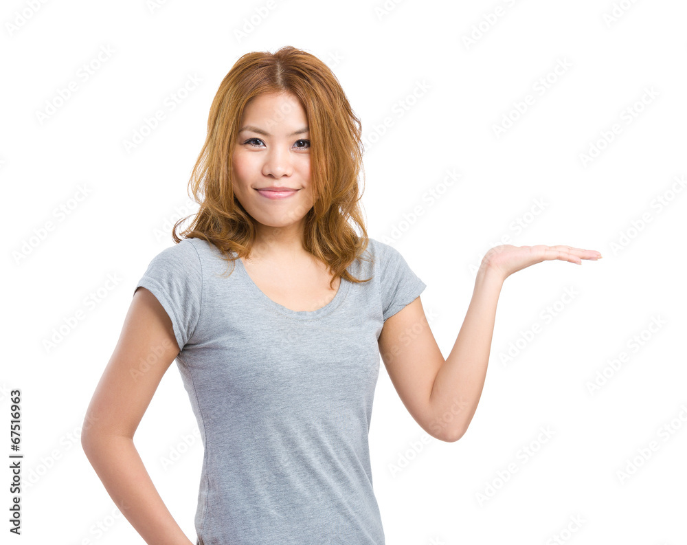 Woman with open hand palm