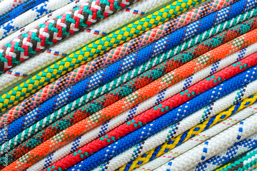 Close up of different types of ropes