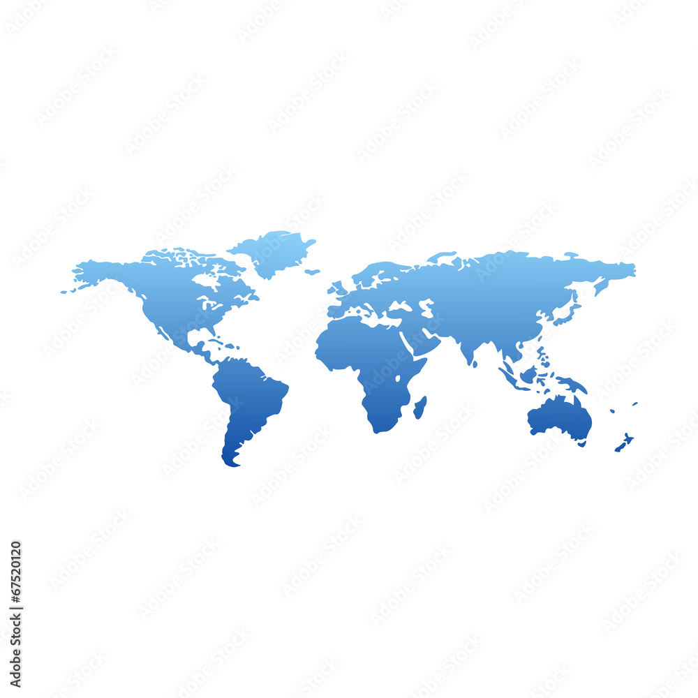 Fototapeta premium Map of the world - blue gradient silhouette isolated