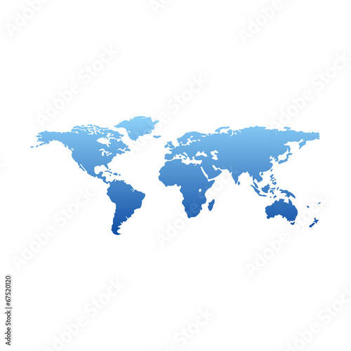 Map of the world - blue gradient silhouette isolated