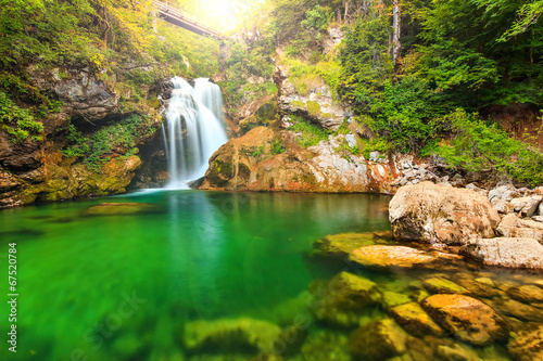 Sum waterfall in the Vintgar gorge Slovenia Europe