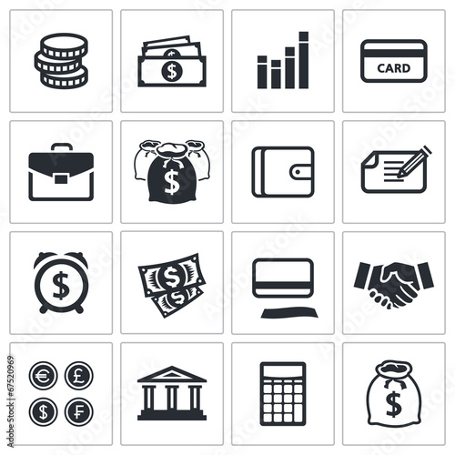 Money finance icons collection