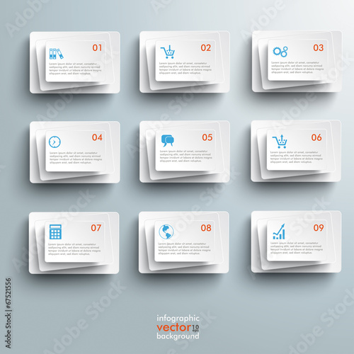 9 Abstract White Rectangles Infographic
