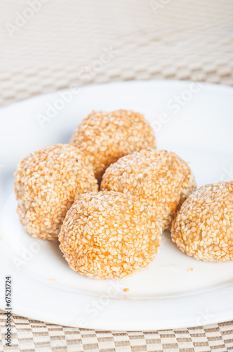 sweet rice balls filled with sweet bean paste