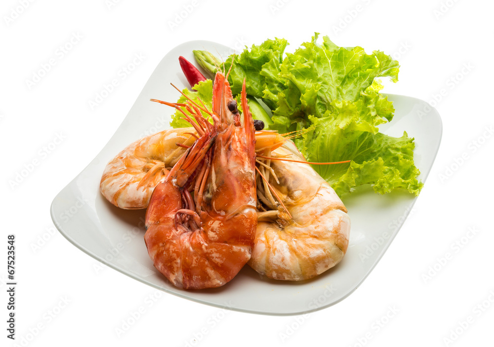 Boiled king prawns